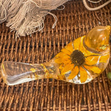 Golden Meadow Bloom Resin Bird - Handmade Botanical Home Decor