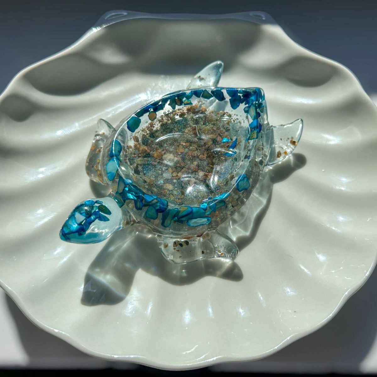 Turtle Tray - Coastal Treasures Turtle Tray with Mother of Pearl Shell