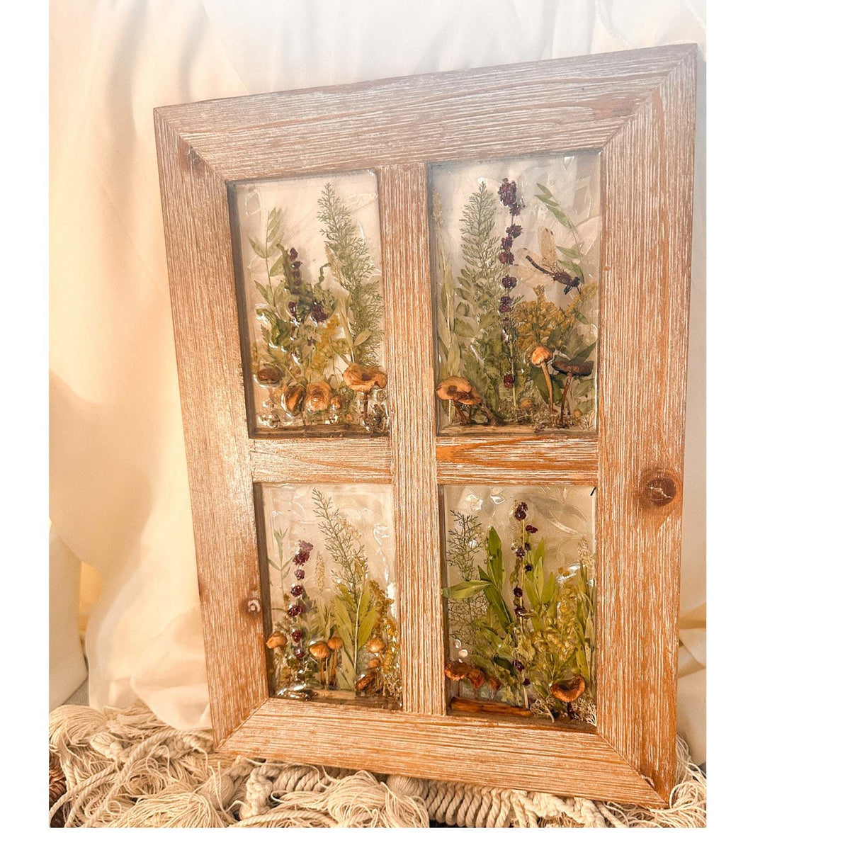 Woodland Whispers - Handmade Rustic Wood Botanical Resin Window