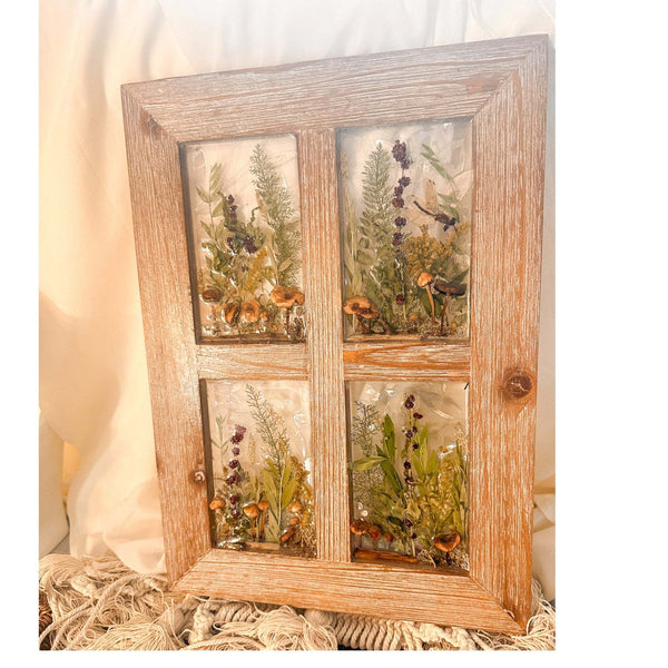 Woodland Whispers - Handmade Rustic Wood Botanical Resin Window