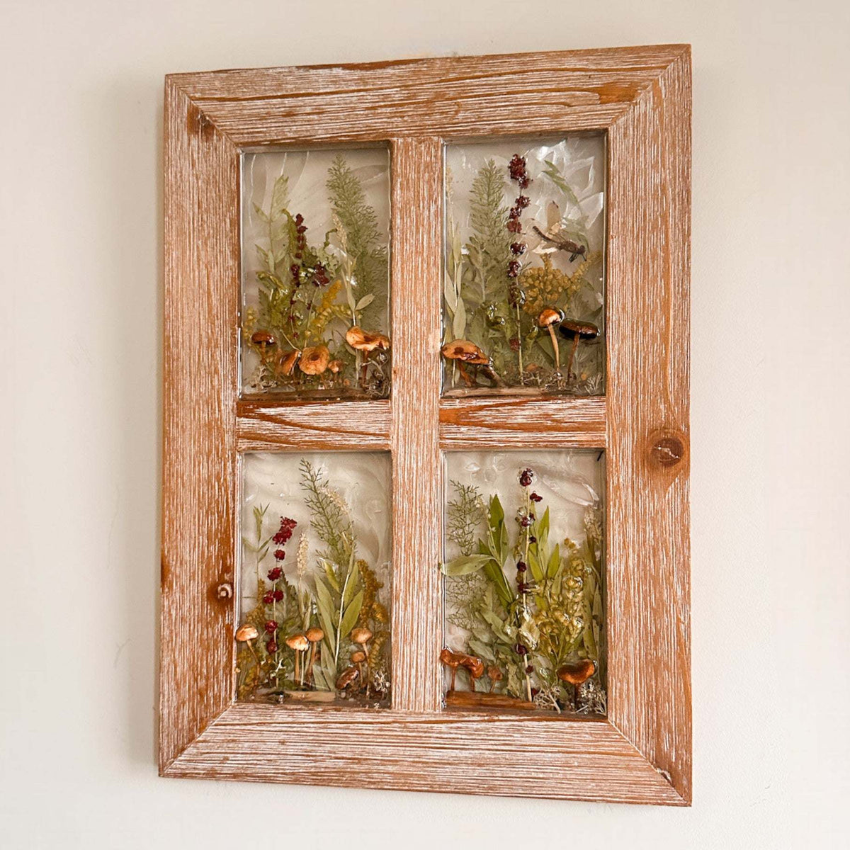 Woodland Whispers - Handmade Rustic Wood Botanical Resin Window