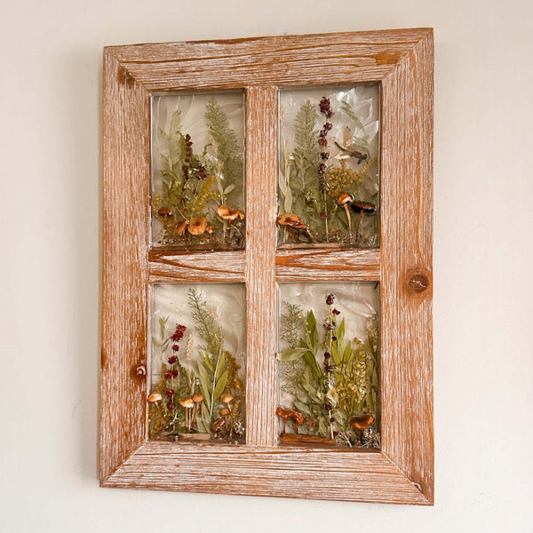 Woodland Whispers - Handmade Rustic Wood Botanical Resin Window