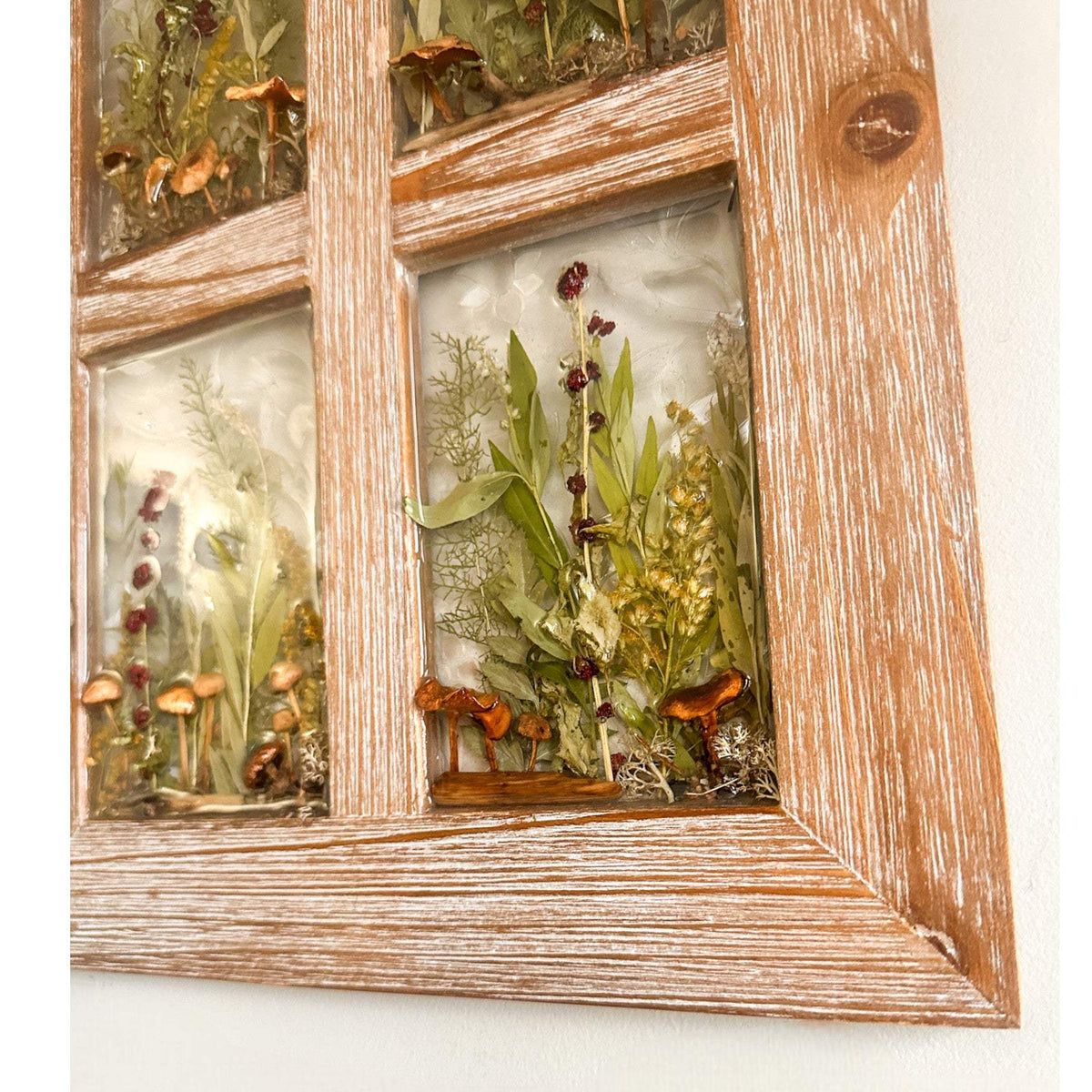 Woodland Whispers - Handmade Rustic Wood Botanical Resin Window