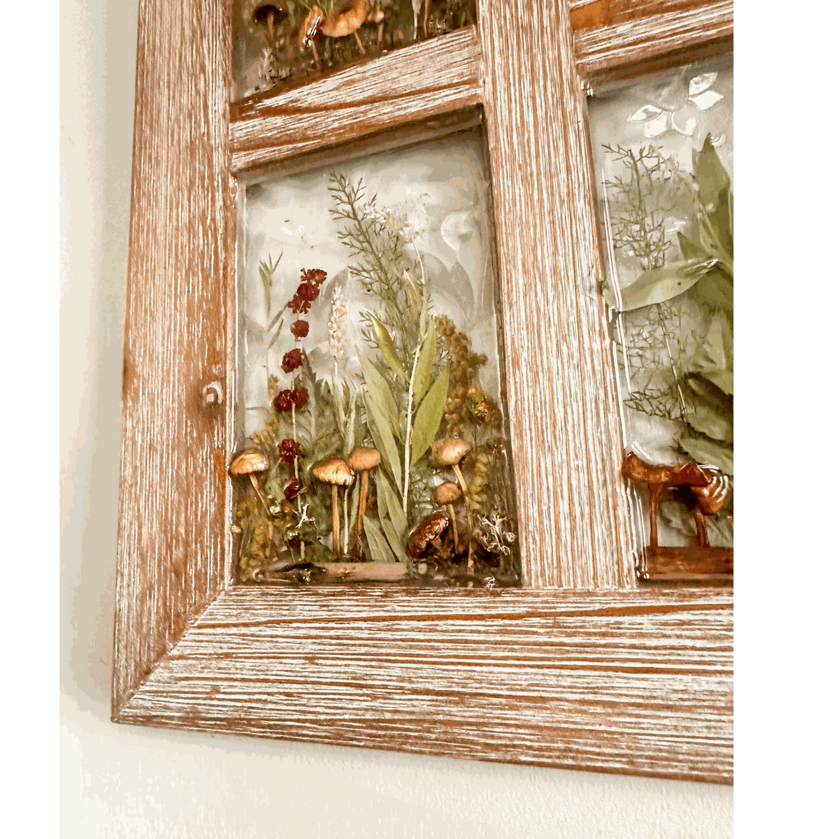 Woodland Whispers - Handmade Rustic Wood Botanical Resin Window