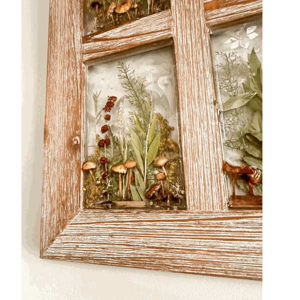 Woodland Whispers - Handmade Rustic Wood Botanical Resin Window