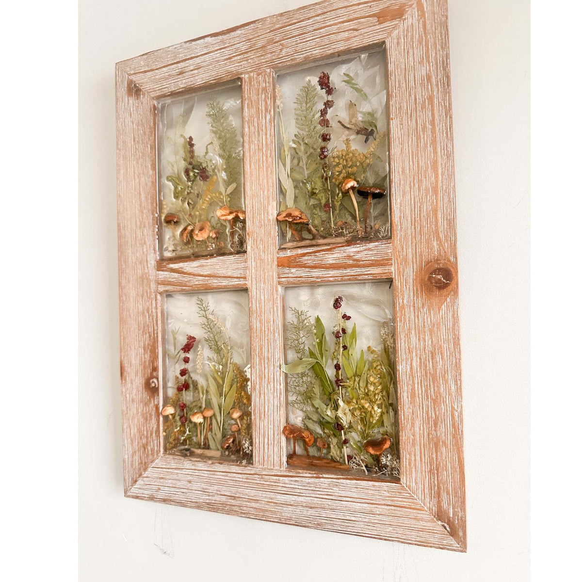 Woodland Whispers - Handmade Rustic Wood Botanical Resin Window