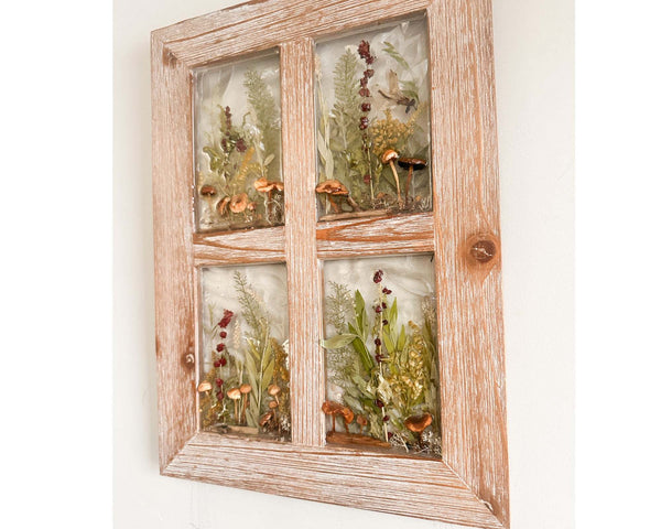 Woodland Whispers - Handmade Rustic Wood Botanical Resin Window