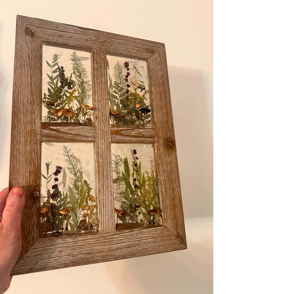 Woodland Whispers - Handmade Rustic Wood Botanical Resin Window