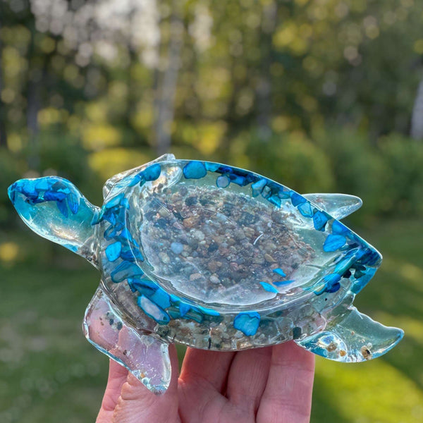 Turtle Tray - Coastal Treasures Turtle Tray with Mother of Pearl Shell