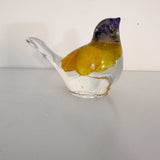 Pansy Songbird: Resin Large Bird with Real Pansies & Fluorite Gemstones