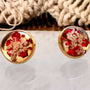 Scarlet Lace Sparkle Studs - Handmade Botanical Resin Stud Earrings