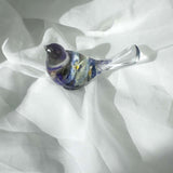 Pansy Songbird: Resin Small Bird with Real Pansies & Fluorite Gemstones