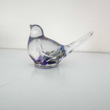 Pansy Songbird: Resin Small Bird with Real Pansies & Fluorite Gemstones