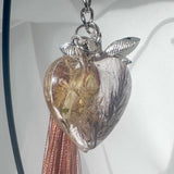 Whispering Blooms Keychain: Handmade Pressed Flower Resin Heart Charms