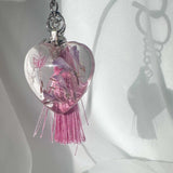 Whispering Blooms Keychain: Handmade Pressed Flower Resin Heart Charms