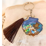 Sea Turtle Treasure Seashell Charm - Handmade Resin Ocean Keychain