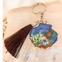 Sea Turtle Treasure Seashell Charm - Handmade Resin Ocean Keychain