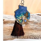 Sea Turtle Treasure Seashell Charm - Handmade Resin Ocean Keychain