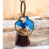 Sea Turtle Treasure Seashell Charm - Handmade Resin Ocean Keychain