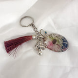 Whispering Woods Keychain Handmade Botanical Resin Forest Mushrooms