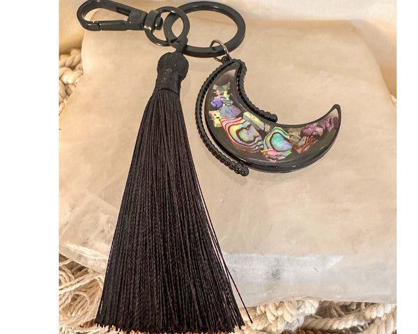 Aurora Moon Spinner Charm - Two Sided Northern Lights Keychain