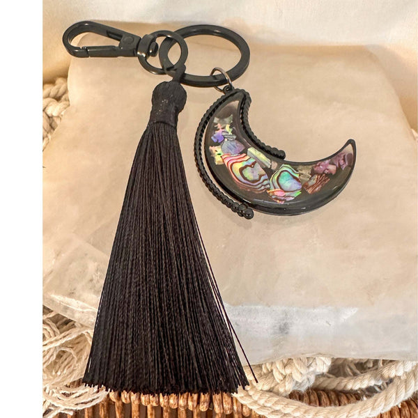 Aurora Moon Spinner Charm - Two Sided Northern Lights Keychain