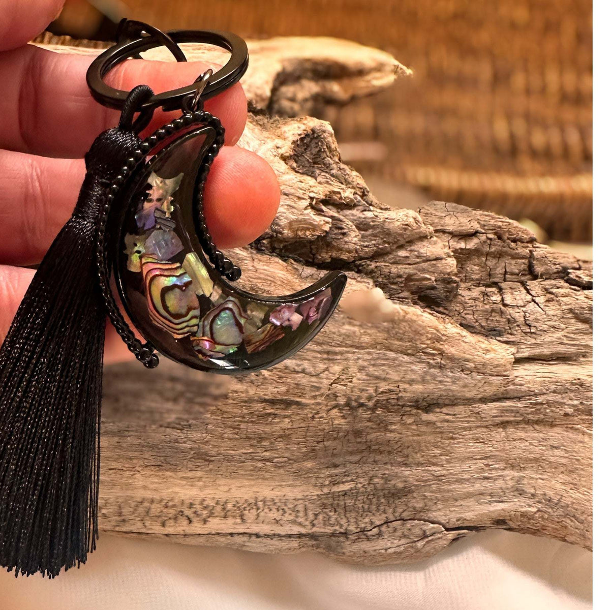 Aurora Moon Spinner Charm - Two Sided Northern Lights Keychain