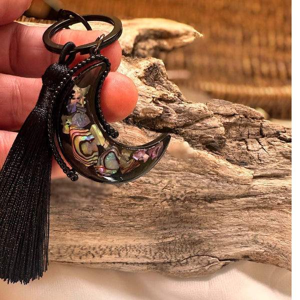 Aurora Moon Spinner Charm - Two Sided Northern Lights Keychain