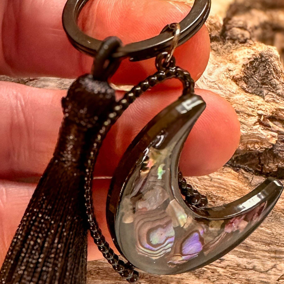 Aurora Moon Spinner Charm - Two Sided Northern Lights Keychain