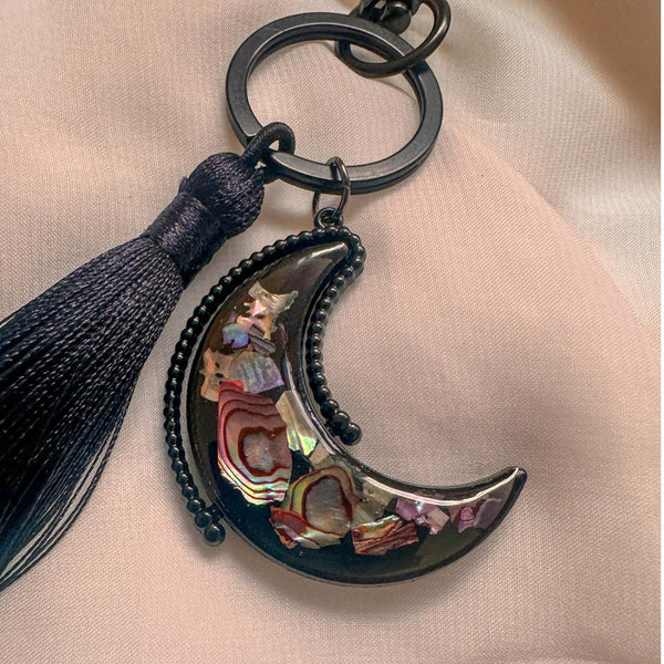 Aurora Moon Spinner Charm - Two Sided Northern Lights Keychain