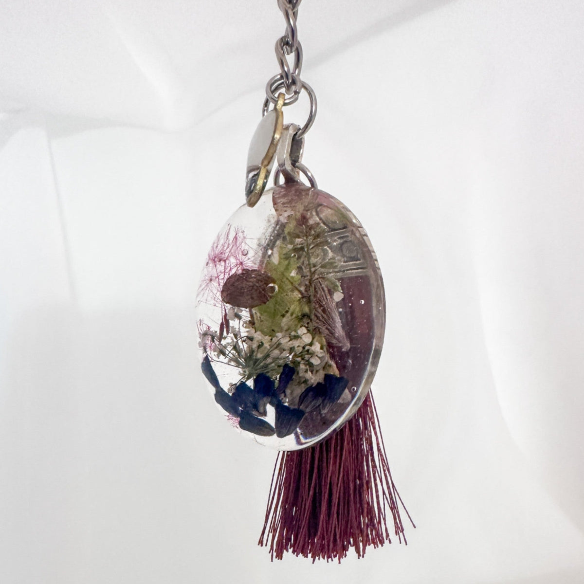 Whispering Woods Keychain Handmade Botanical Resin Forest Mushrooms