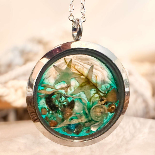 Ocean Portal Looking Glass Locket - Under the Sea Handmade Pendant