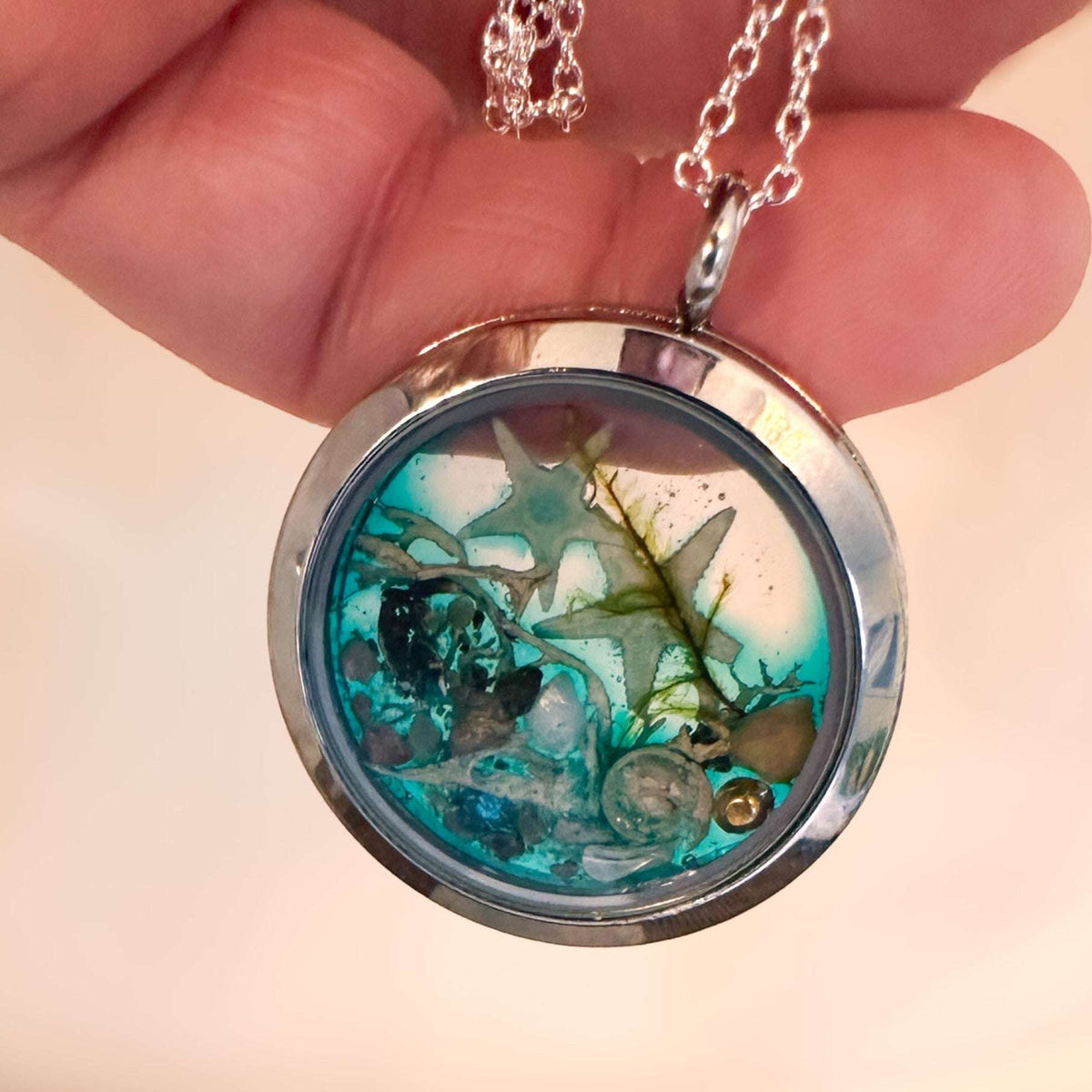 Ocean Portal Looking Glass Locket - Under the Sea Handmade Pendant