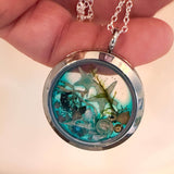 Ocean Portal Looking Glass Locket - Under the Sea Handmade Pendant