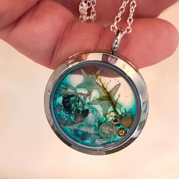 Ocean Portal Looking Glass Locket - Under the Sea Handmade Pendant