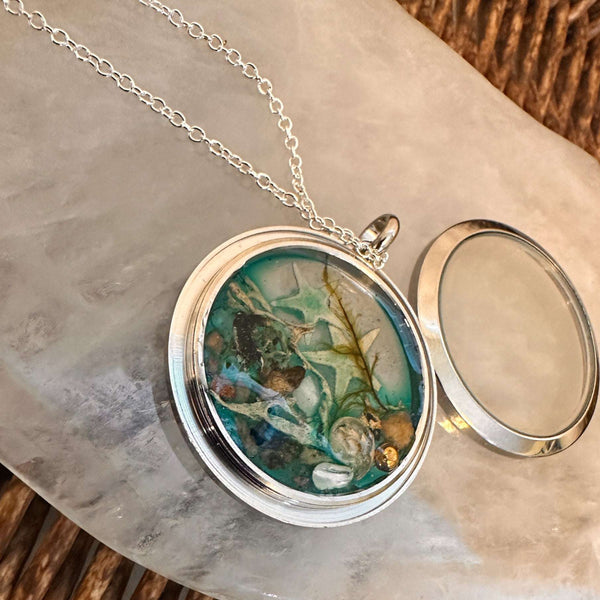Ocean Portal Looking Glass Locket - Under the Sea Handmade Pendant