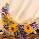 Moonlit Meadow - Handmade Dried Floral Resin Lighted Moon Art Decor