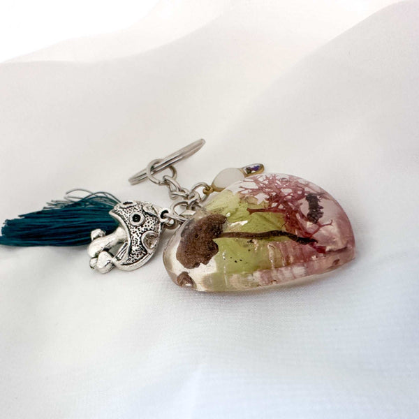 Whispering Woods Keychain Handmade Botanical Resin Forest Mushrooms