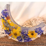 Moonlit Meadow - Handmade Dried Floral Resin Lighted Moon Art Decor