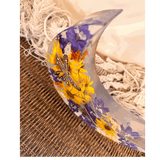 Moonlit Meadow - Handmade Dried Floral Resin Lighted Moon Art Decor