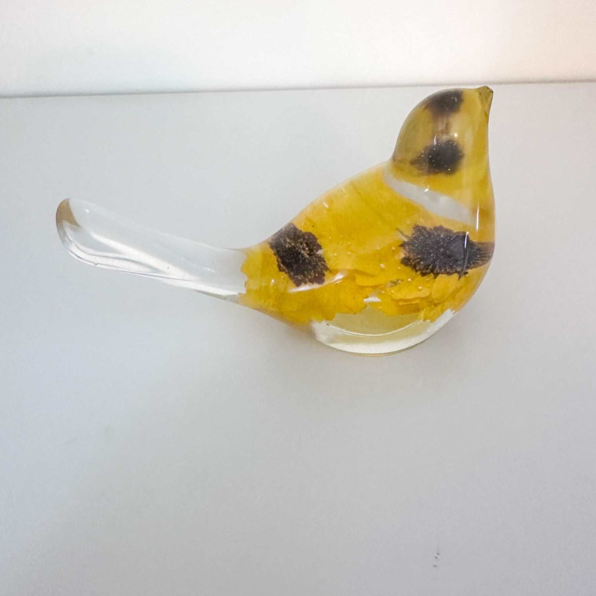 Sunbeam Songbird: Handmade Flower Resin Bird - Everlasting Garden Decor