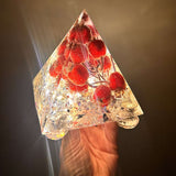 Frosted Berry Glow Pyramid - Handmade Resin Winter Magic Glow