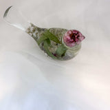 Serene Spring Sparrow: Handmade Fluorite Gemstone & Floral Resin Bird