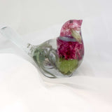 Serene Spring Sparrow: Handmade Fluorite Gemstone & Floral Resin Bird