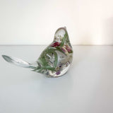 Serene Spring Sparrow: Handmade Fluorite Gemstone & Floral Resin Bird