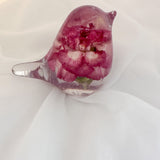 Candyfloss Carnation Robin - Handmade Pink Carnation Resin Bird