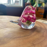 Candyfloss Carnation Robin - Handmade Pink Carnation Resin Bird