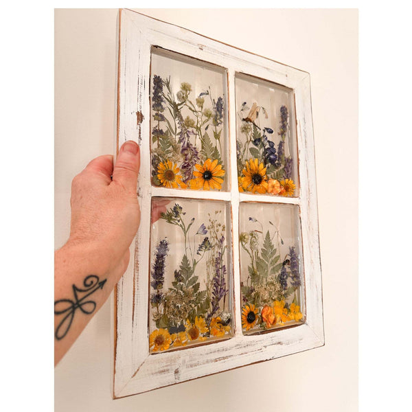 Everlasting Garden Window - Handmade Dried Floral Resin Window Art