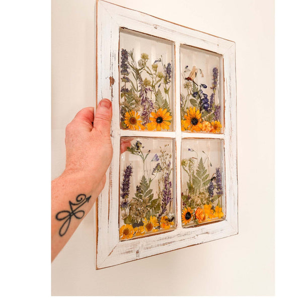 Everlasting Garden Window - Handmade Dried Floral Resin Window Art