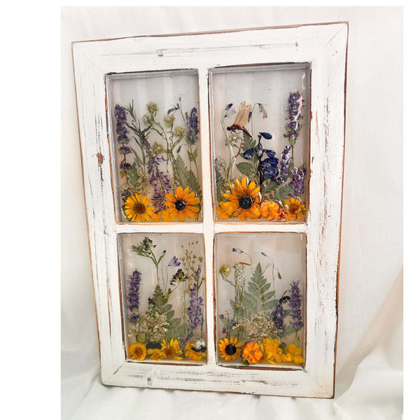 Everlasting Garden Window - Handmade Dried Floral Resin Window Art